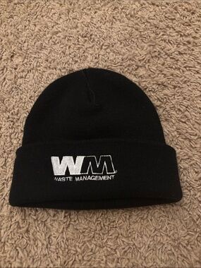 NWOT KIDS Black Beanie Hat with WM Logo from our trash man never worn